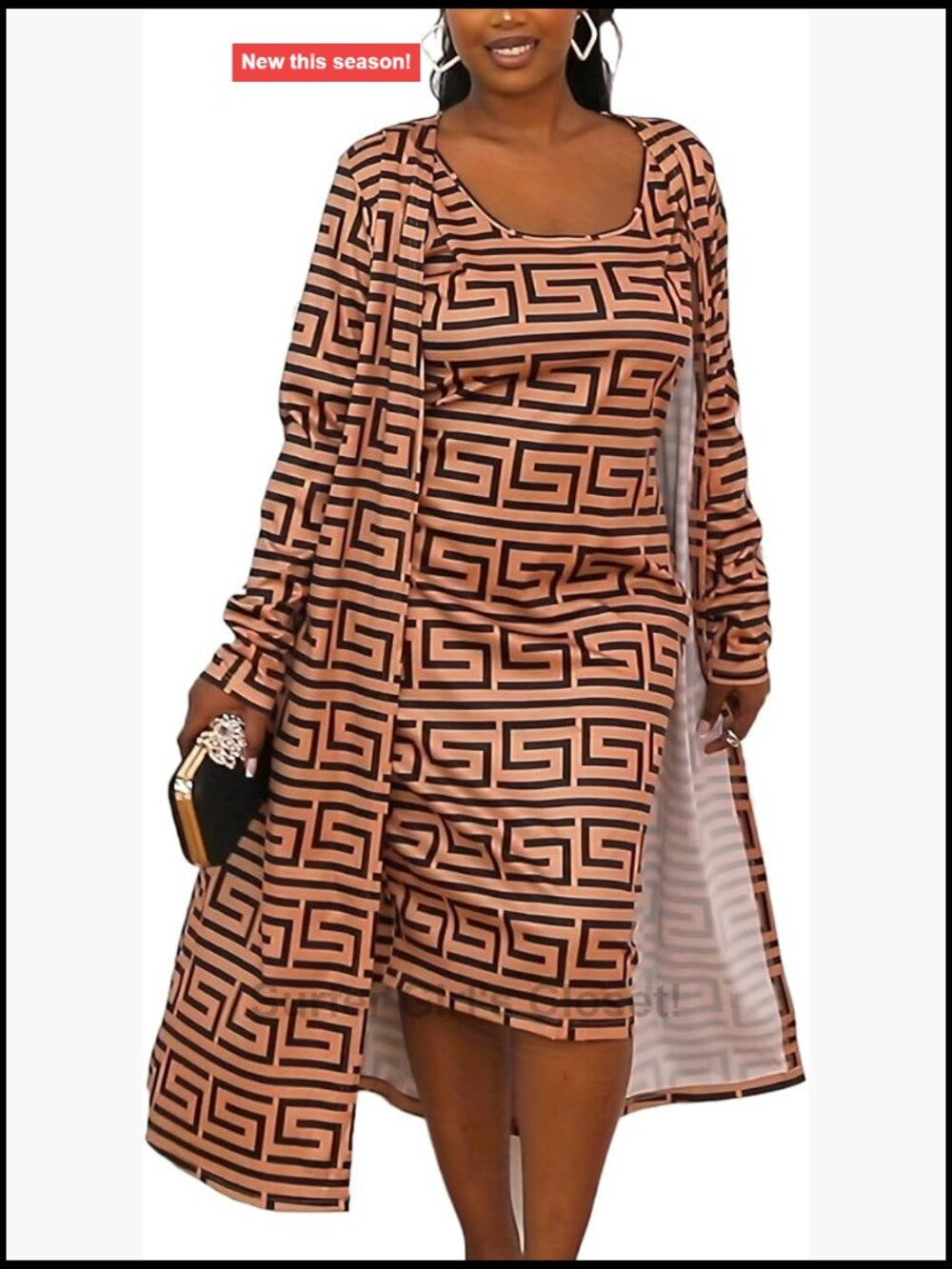 Plus Size Two-Piece Dress Set: Sleeveless Dress & Long Sleeve Cardigan, Casual,